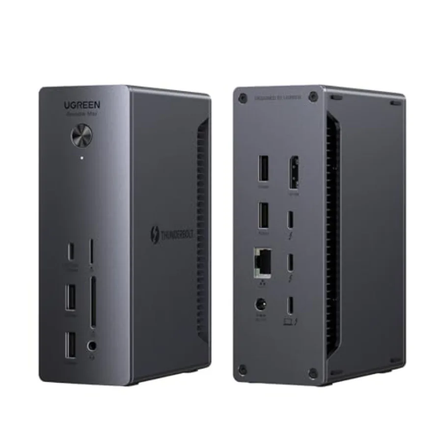 

Thunderbolt 4 Dock 13-in-1 for MacBook/Surface Pro: Aluminum, Space Gray, 40Gbps dual 4K@60Hz + single 8K, 90W charging, 2.5GbE
