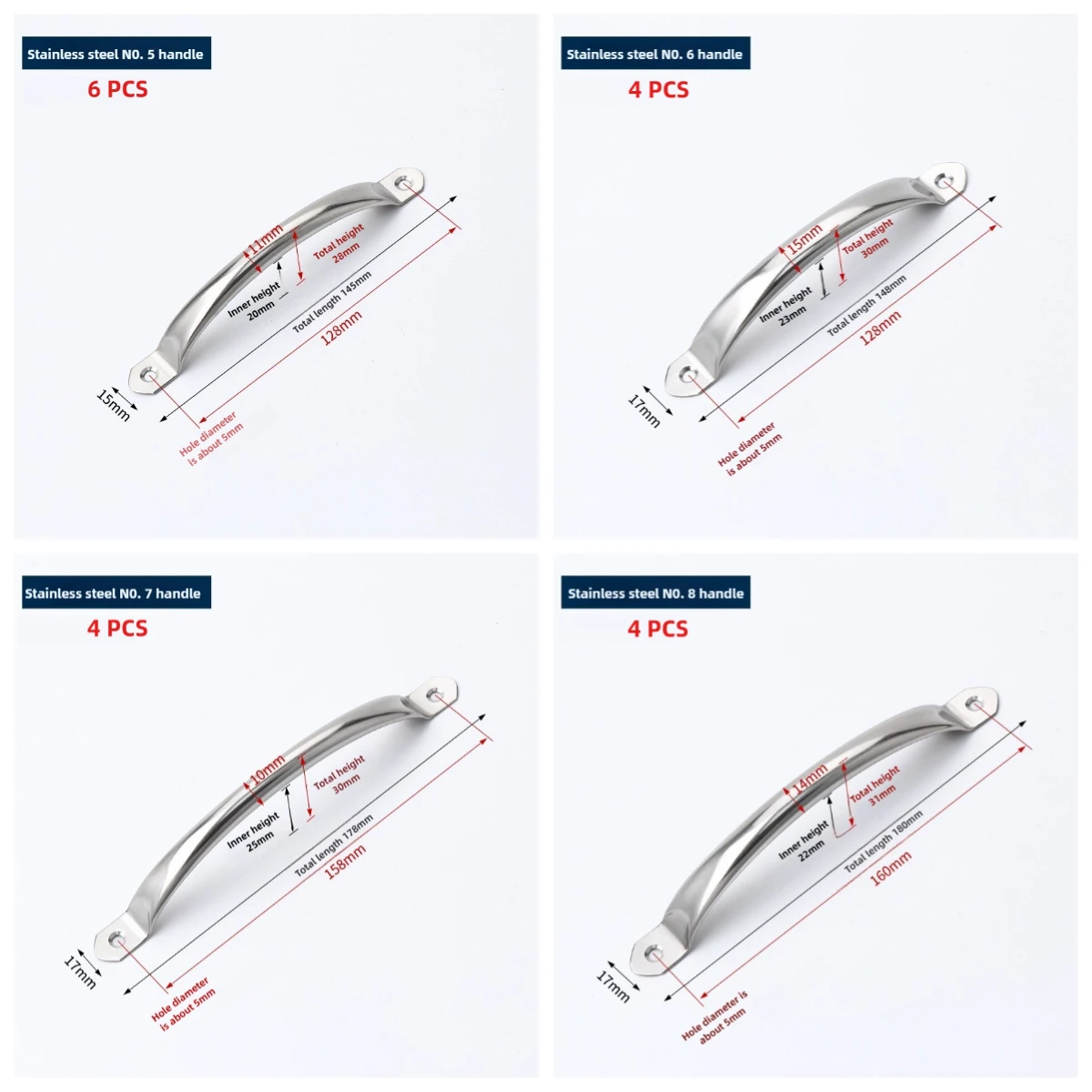 2/4/6 Stück Edelstahl-Türgriffe Schrankknöpfe Silber Schubladenknöpfe Küchenschrankgriffe 78mm 95mm 105mm 128mm im antiken Stil – Detail 10