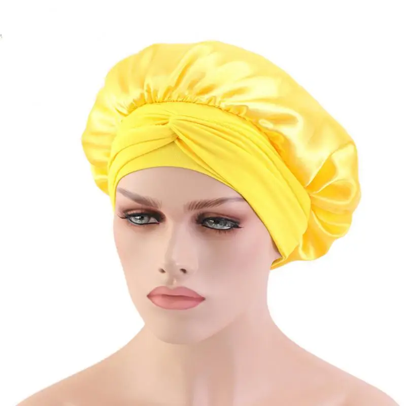 Silk Wide-brimmed Nightcap Satin Ribbon Round Cap Shower Cap Towel Hat Hair Advertising Cap Nachtmuts Muts