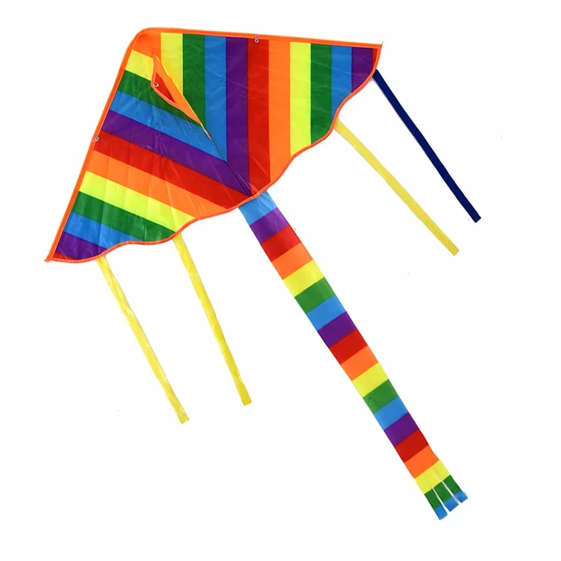 Bunte erwachsene Drachen Outdoor-Spielzeug großen Dreieck Drachen mit Griff langen Schwanz Drachen für Kinder Regenbogen Nylon Geschenk für Erwachsene