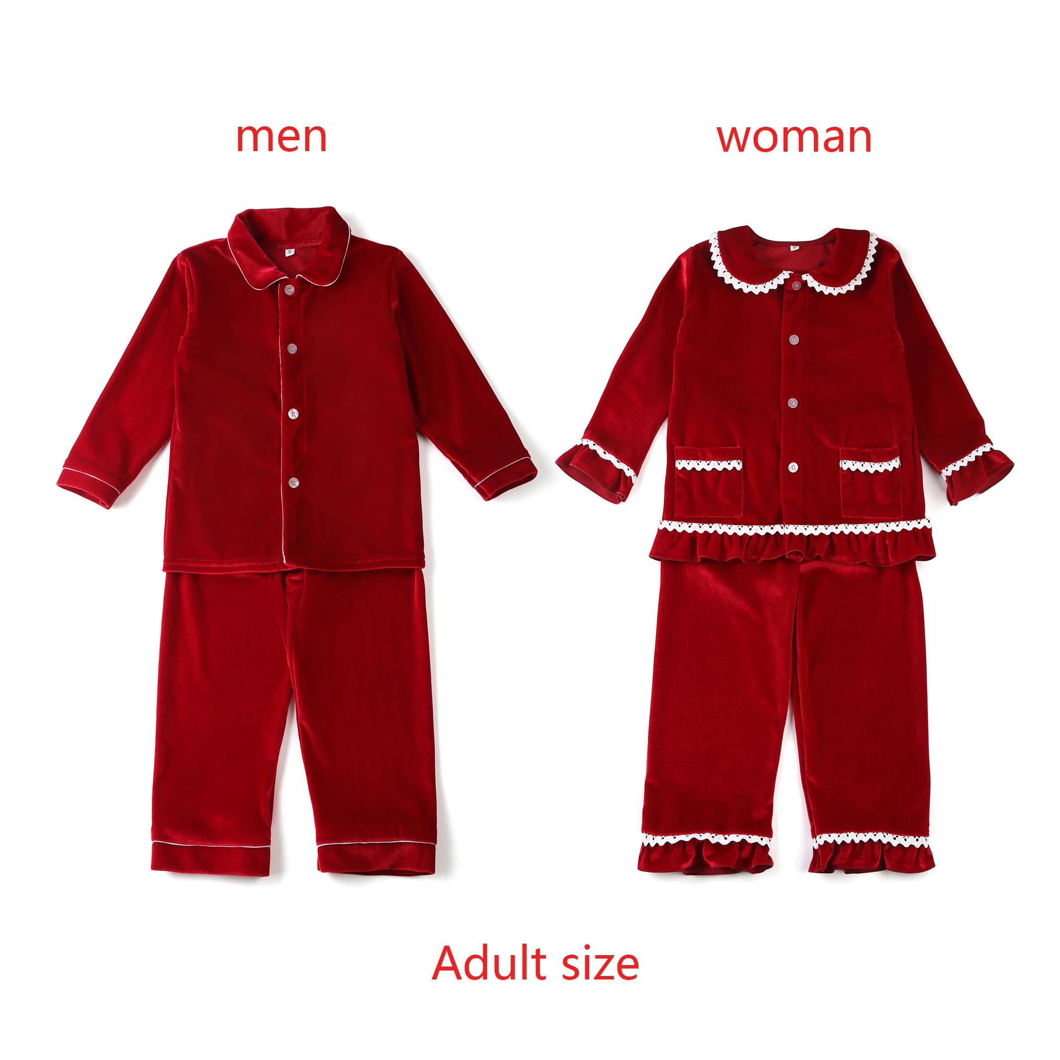 Wholesale daily wear family matching pajamas sibling set velvet flannel cotton christmas women men adult pyjamas sets