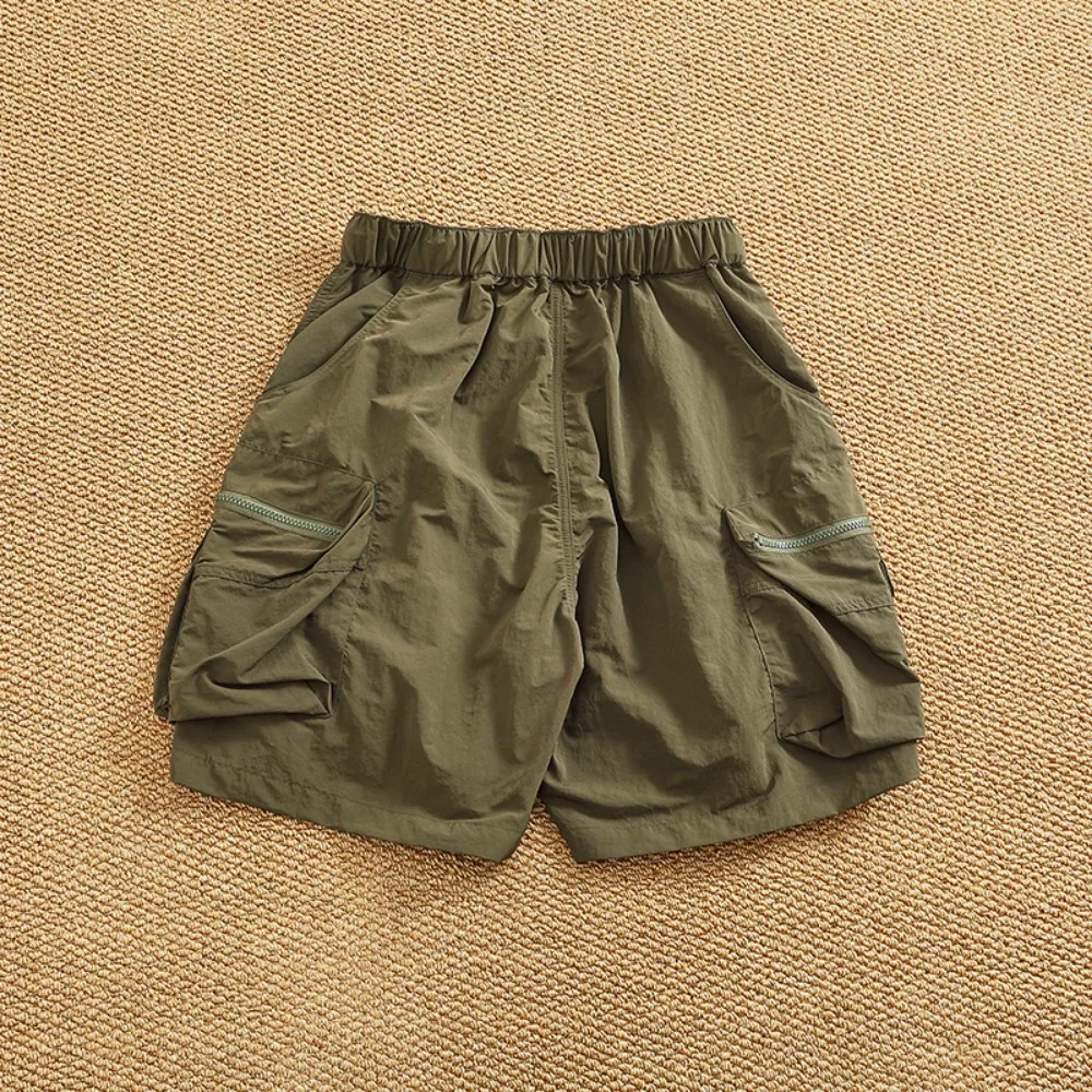 Multi-pocket work shorts, men's summer trendy brand, loose outdoor quick-drying American capre pants