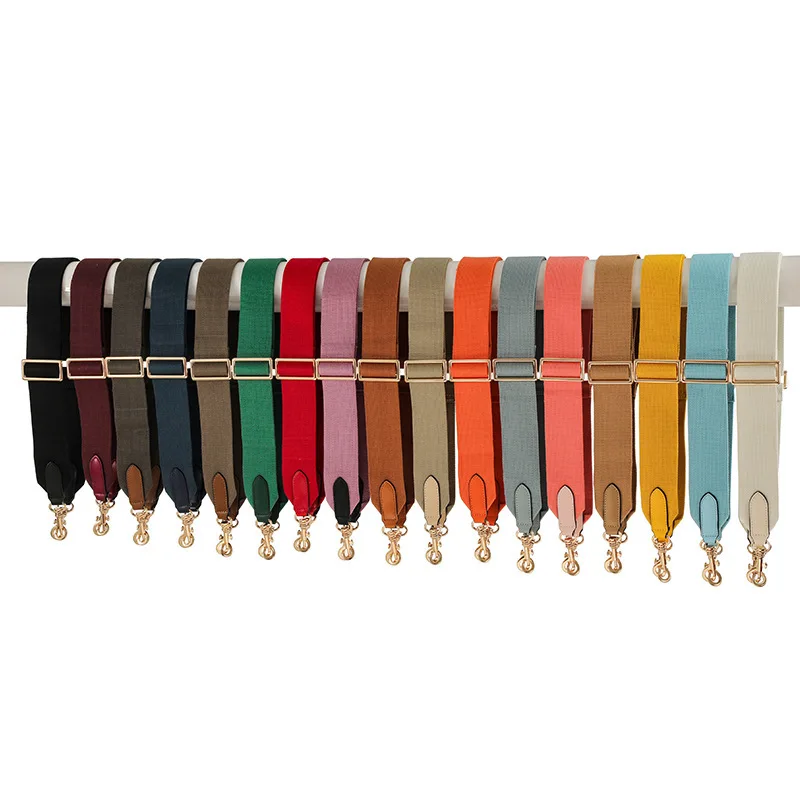 Solid Color Bag Strap Designer 5cm Wide Canvas Fabric Strap Messenger Shoulder Bag Belt In Cowskin Leather Bag Parts Adjustable