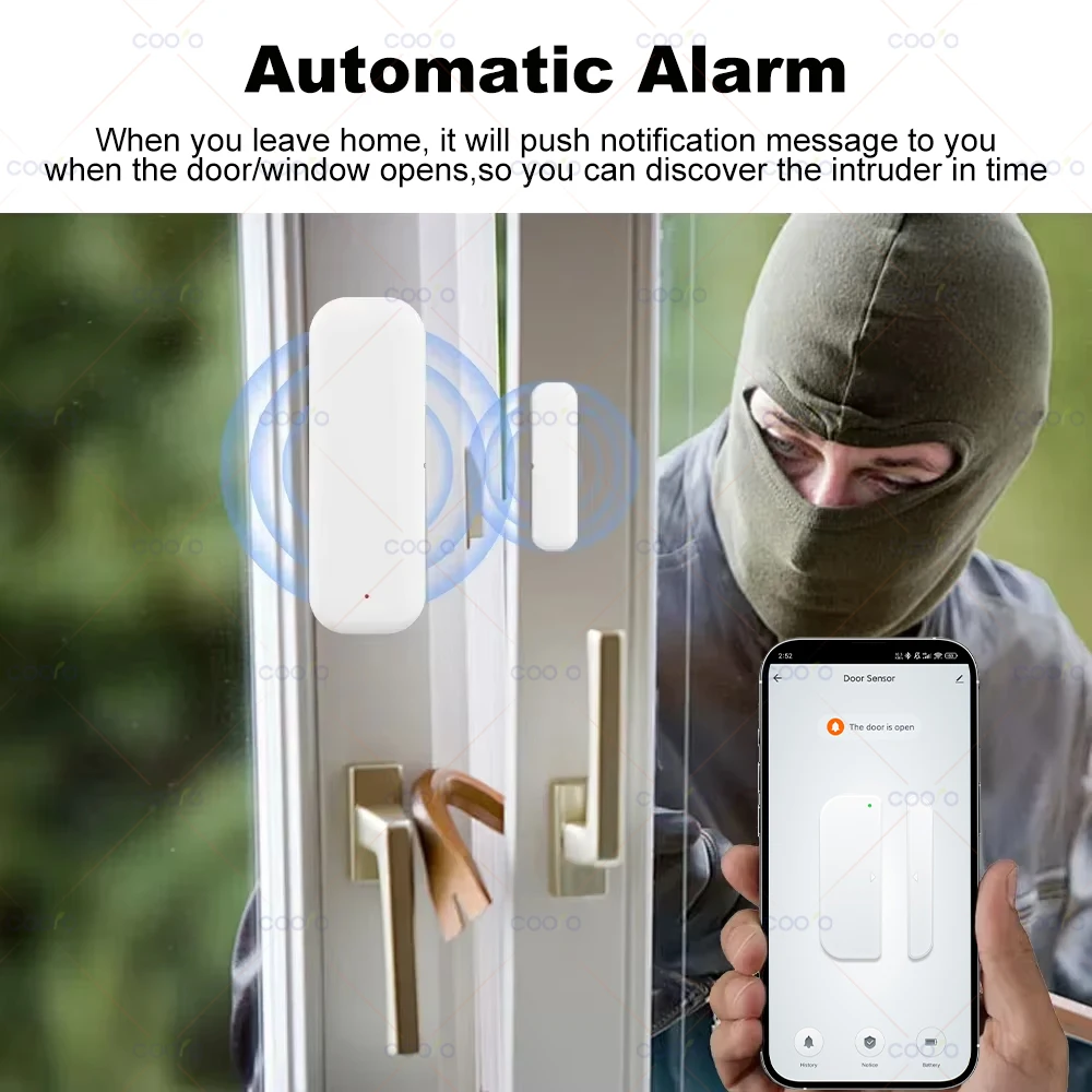 Tuya Zigbee 3.0 Door Window Sensor Smart Security Alarm Open Closed Detectors Home Anti-theft Door Contact Sensor App Control
