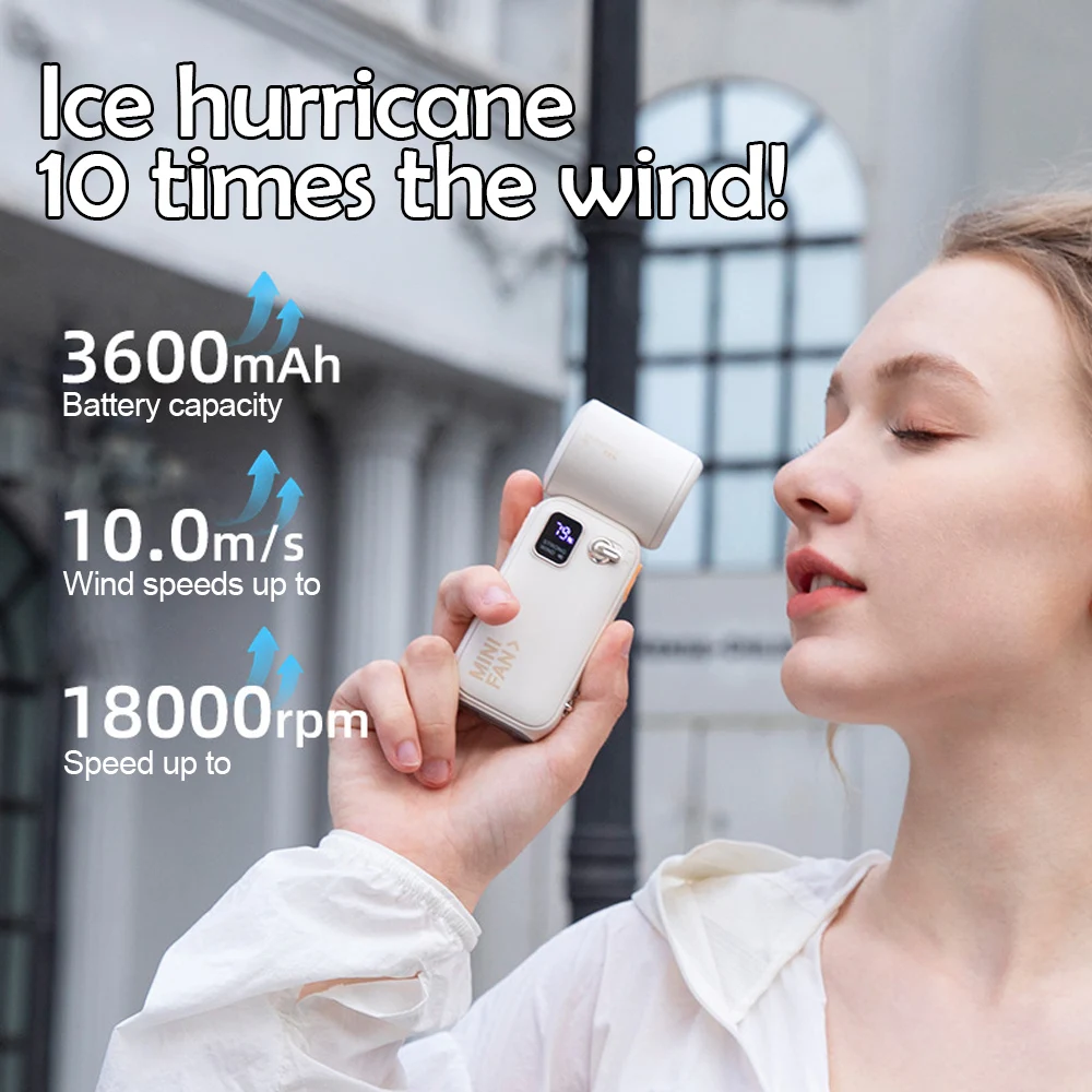 2025 novo mini ventilador de potência turbo portátil 10 m/s velocidade do vento 3600mah usb recarregável ventilador de alta velocidade ventilador violento mini design de bolso