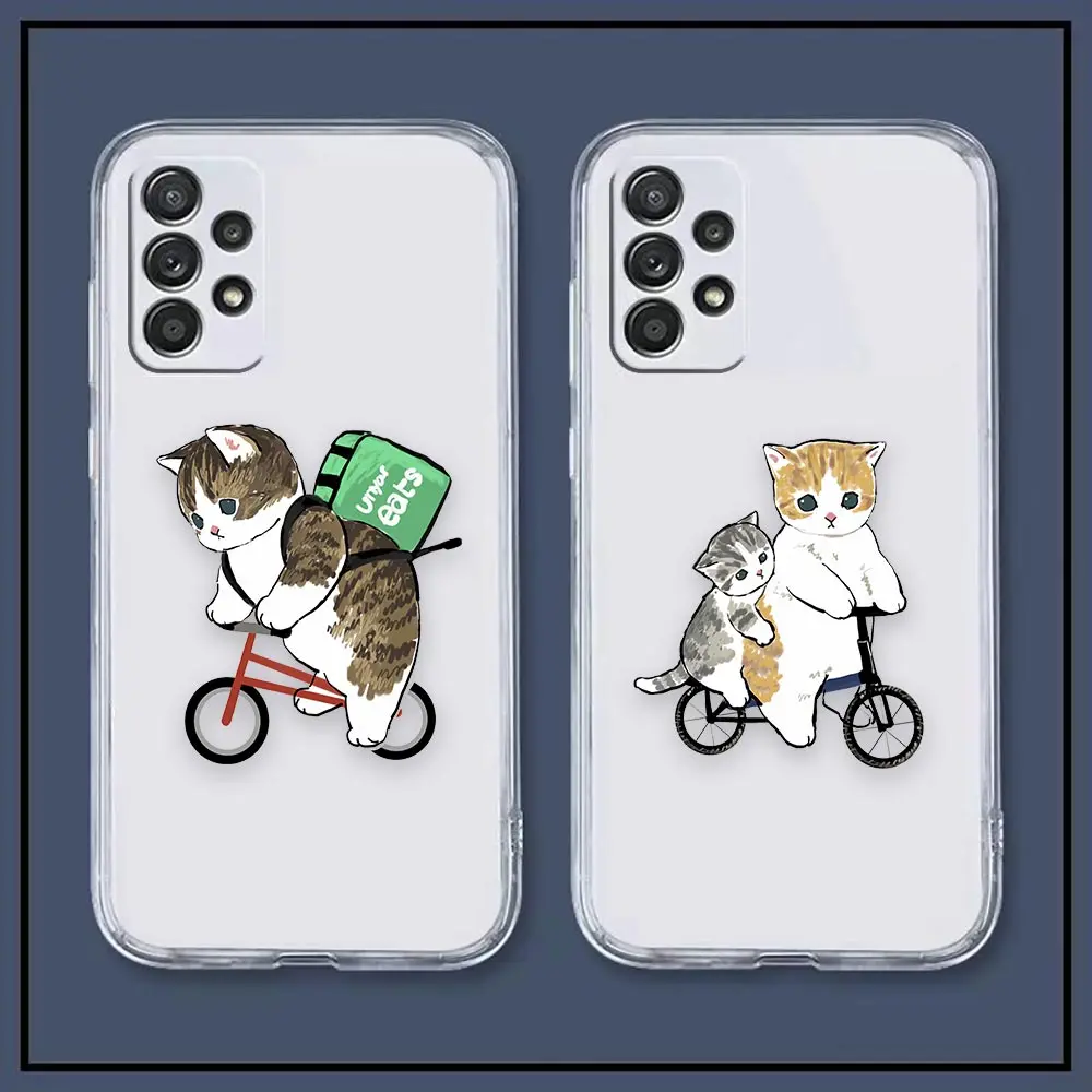 Clear Case For Samsung Galaxy A13 A20 A20S A21S A22 A23 A31 A32 A42 A50 A51 A52 A53 A71 4G 5G Case Cute Cat Cartoon Illustration