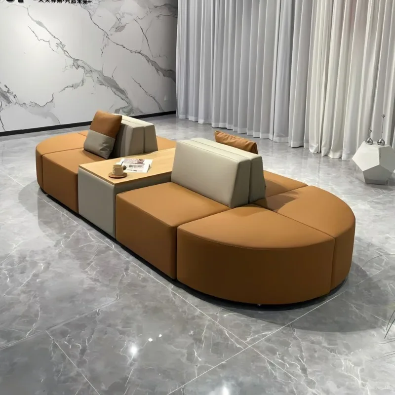 Special-shaped combination sofa hotel lobby sales department card seat beauty salon negotiation guest sofa