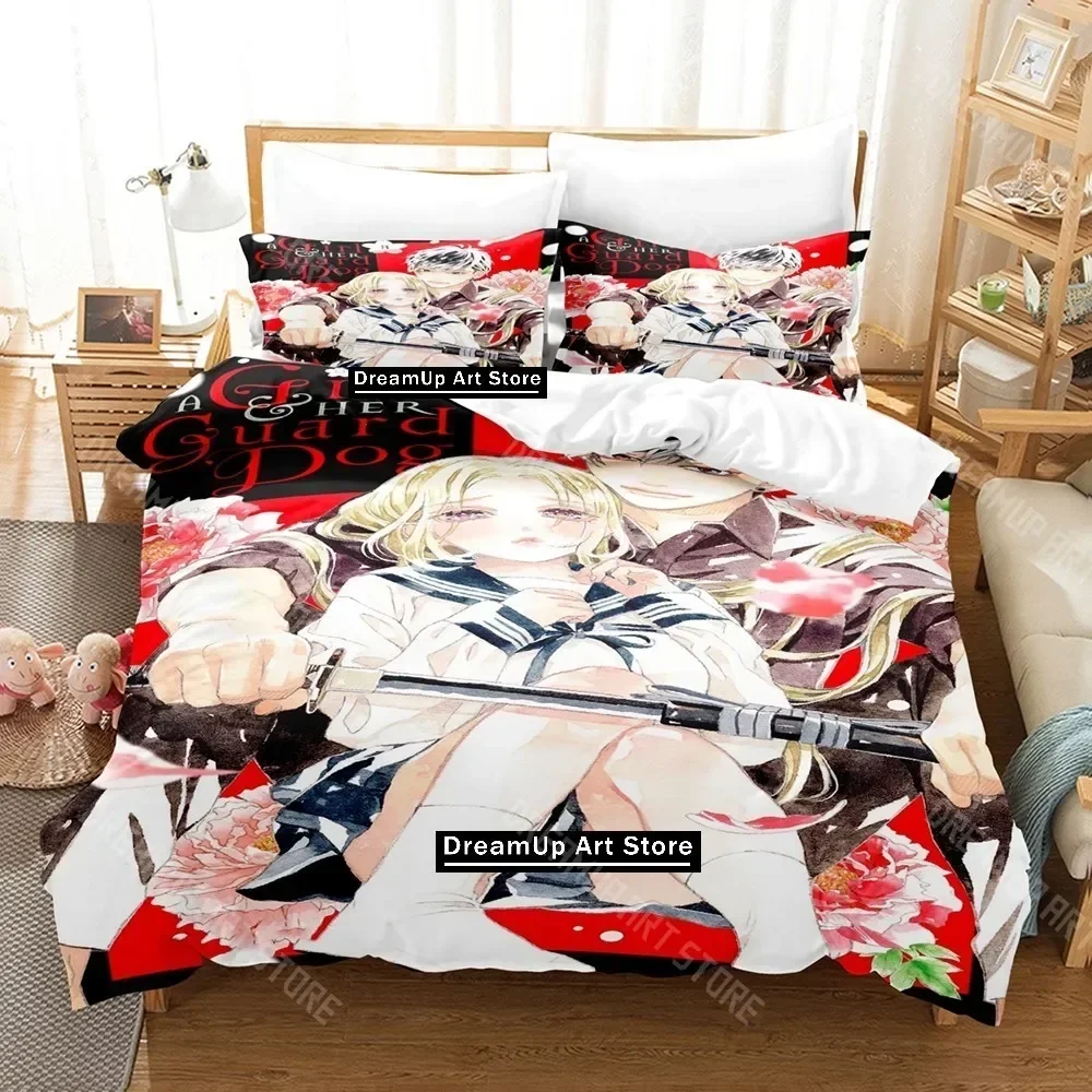 Exquisite 3D Print A Girl And Her Guard Dog Bedding Set Single Twin Full Queen King Size Bed Set Adult Kid Bedroom Duvetcover S