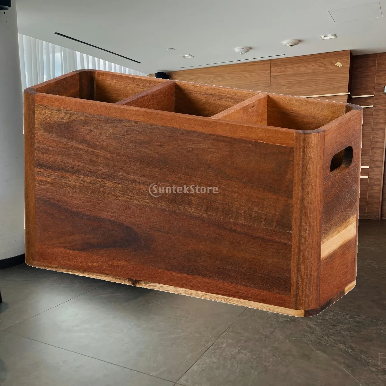 Wooden Utensil Organizer Sturdy Wood Utensil Holder with Dividers Silverware Organizer Long-Lasting Cutlery Holder Versatile
