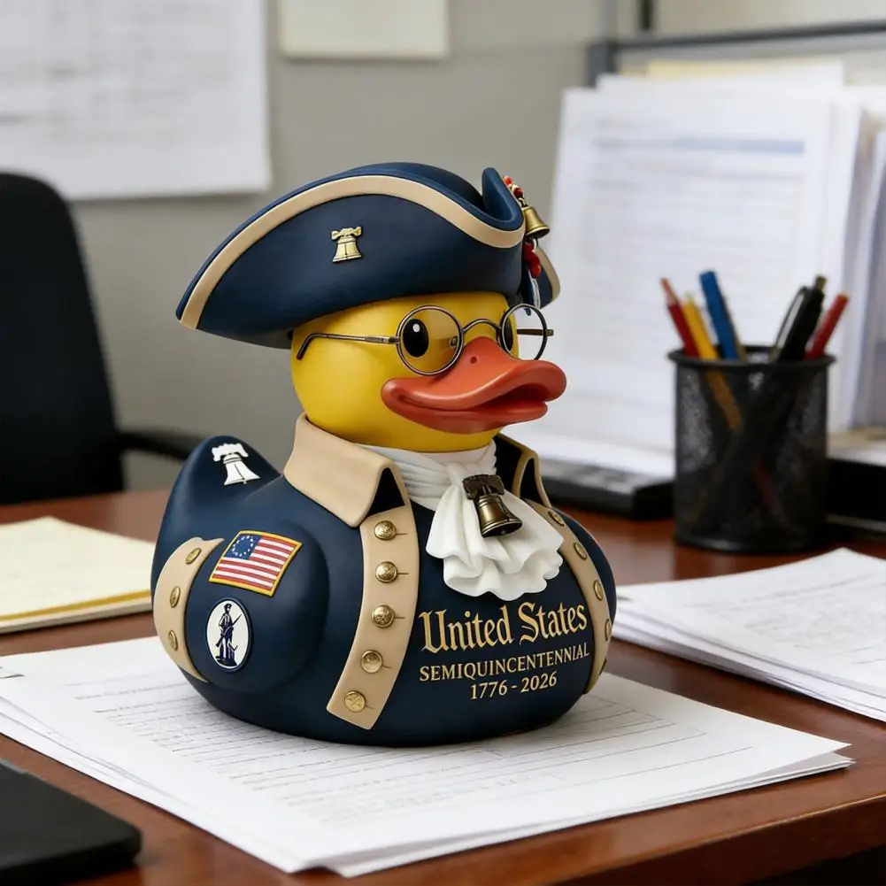 American Independence 250th Anniversary Duck Figurine Patriotic Resin Veteran Duck Statue for 4th of July Independence Day Celeb