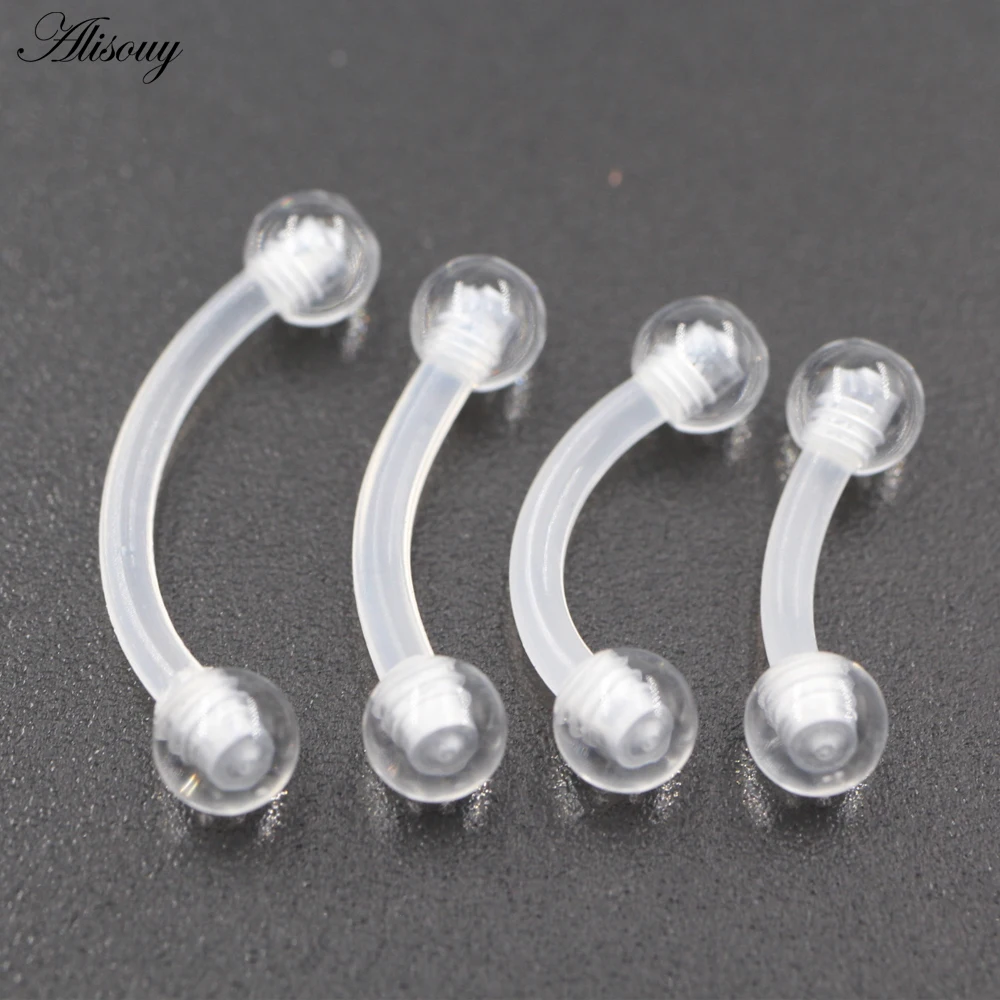 2 uds bolas acrílicas transparentes ceja curvada lengua nariz anillos oreja cómoda Daith cartílago hélice pendientes Piercing joyería del cuerpo
