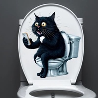 Funny Cat Looks at the Phone Wall Stickers Decoration for Living Room, Bedroom, and Home Decor Animal Wall Decals Self-Adhesive
