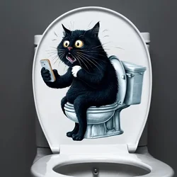 Funny Cat Looks at the Phone Wall Stickers Decoration for Living Room, Bedroom, and Home Decor Animal Wall Decals Self-Adhesive