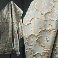 50x145cm Golden Silk Plum Blossom 3D Jacquard Fabric Embossed Texture Embroidery Chinese Style Cheongsam  Dress Sewing Material