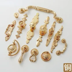Nordic Shiny Gold Brass Handles for Furniture Light Luxury Kitchen Cabinet Handles Shoe Cabinets Dresser Drawer Knobs
