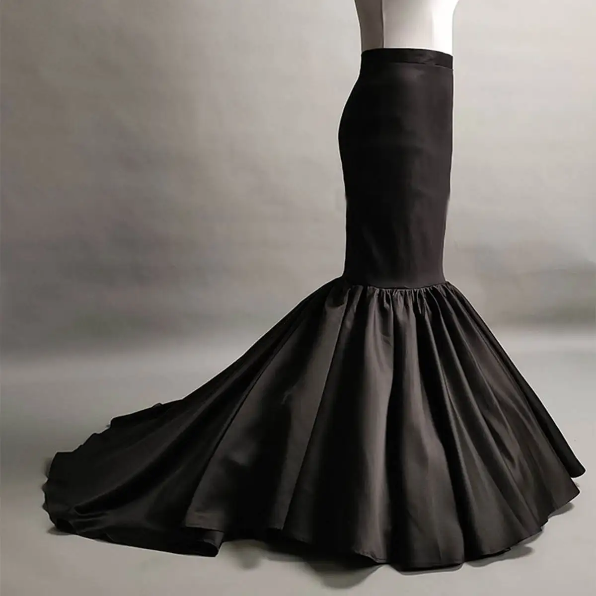 Black Mermaid Long Skirts Women Wedding Party  Formal Wear  Lady  High Waist Satin Skirt Custom Made Color Size Trumpet Skirts