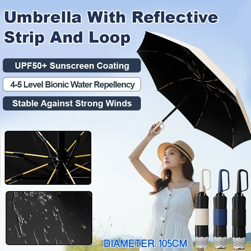 

Portable Reverse Folding Umbrella Storm-Resistant Windproof UV Protection Manual Compact Umbrella For Travel Outdoor Activities