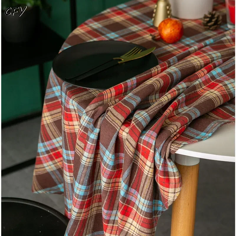 

Nordic Vintage Christmas Plaid Round Tablecloth Table Cover Tablecloth for Round Table Tablecloth Coffee Table Cover Cloth