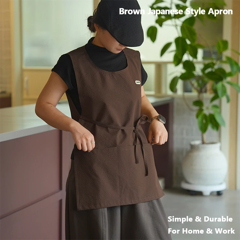 One piece Work Unisex Apron with Large Pockets Easy On Off Adjustable Side Belt for Bakery Cafe Kitchen Painting Studio