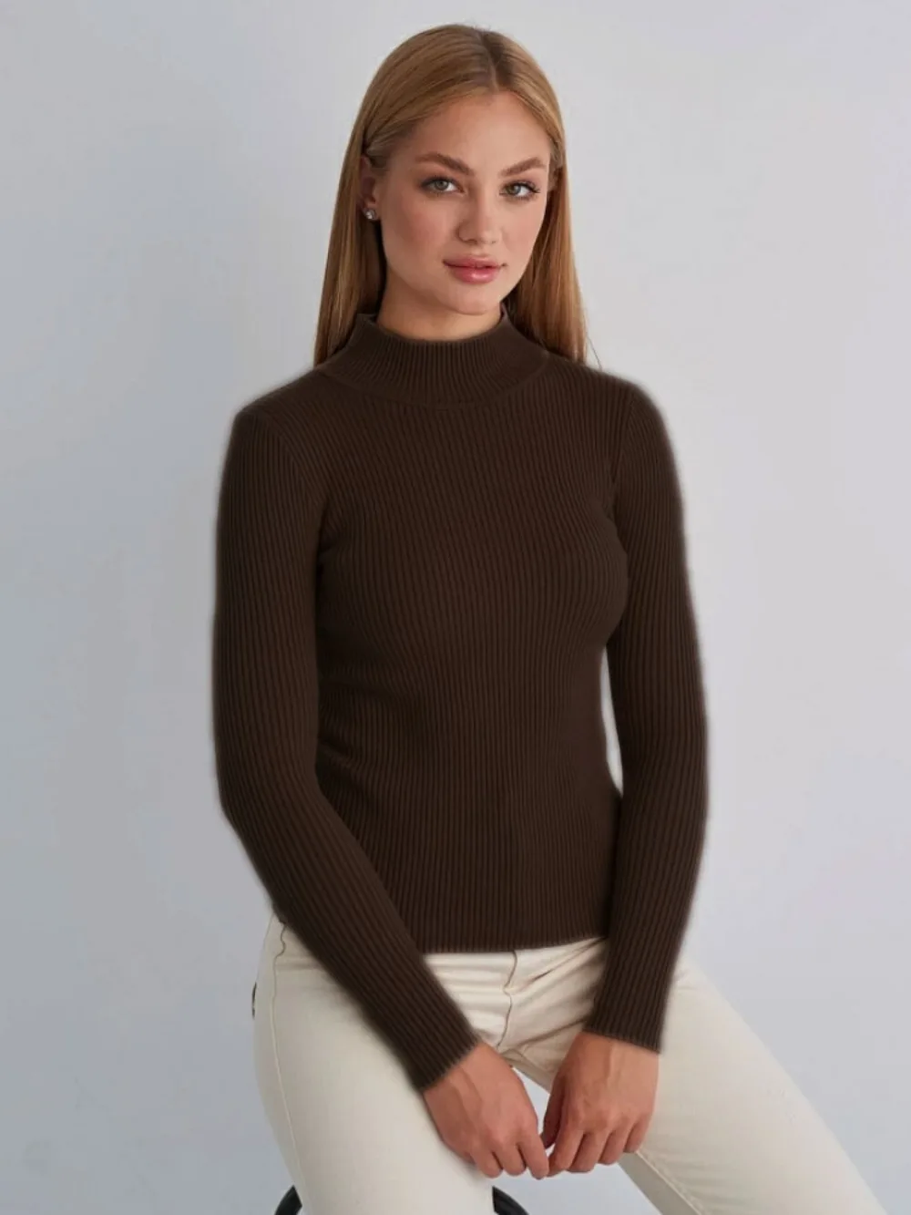 

Autumn and Winter Women Oversize Base Knit Sweater Fashion Solid Slim Soft Warm Daily Office Home Travel Casual Classic Sweater