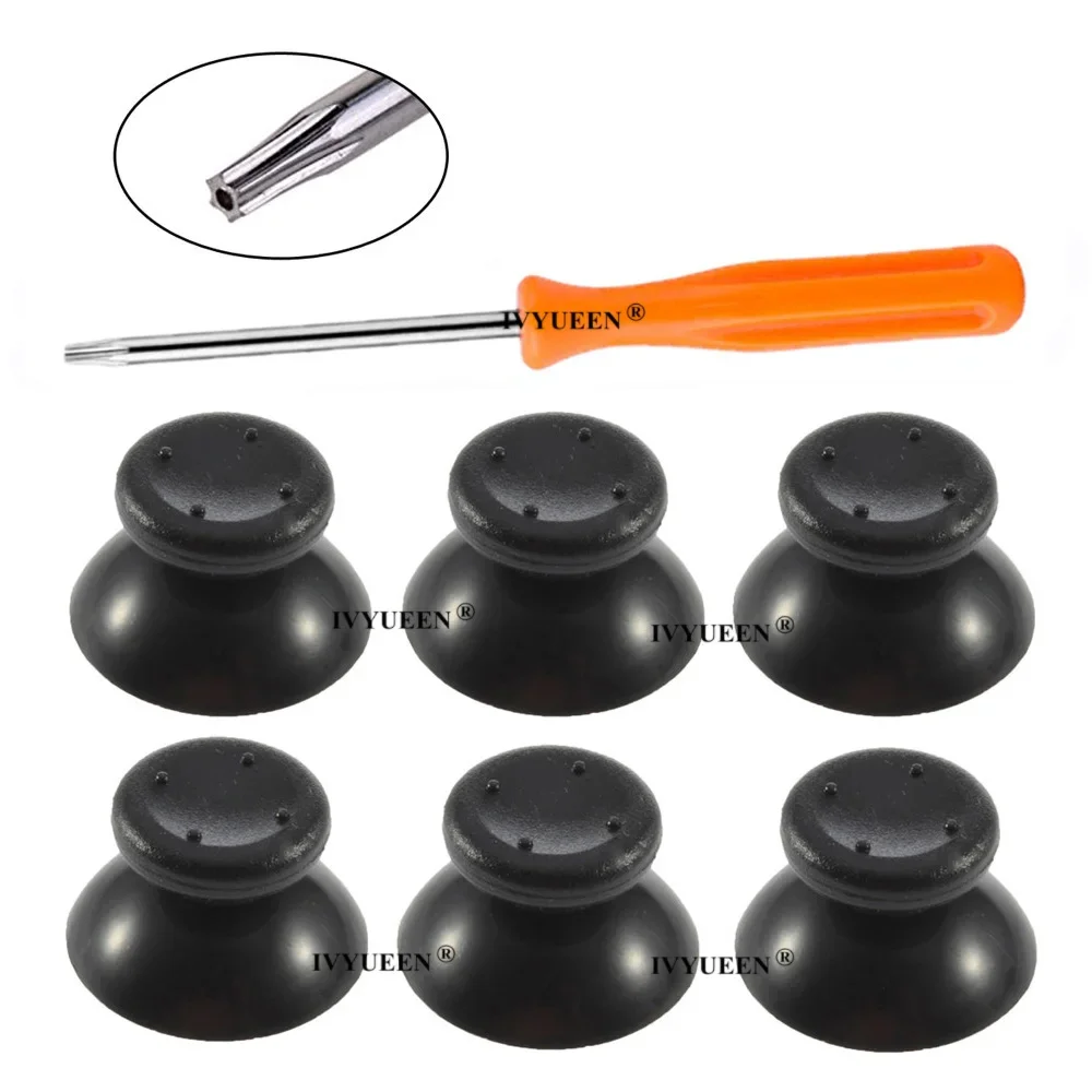 IVYUEEN 6 Pcs สีดำสีเทา3D Analog Stick จอยสติ๊กสำหรับ Xbox 360 Controller Thumbstick Caps สำหรับ X Box 360 Analogical อะไหล่ซ่อม