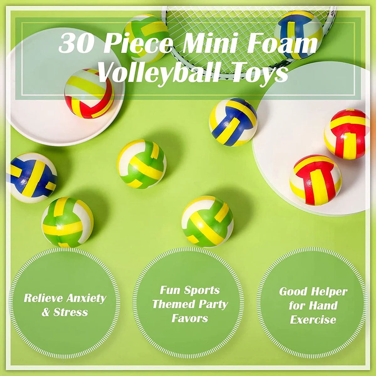 30Pcs Mini Volleyball Stress Balls 2.36 Inch Sports Balls Mini Volleyball Toys for Children for Stress Relief,Party Toys