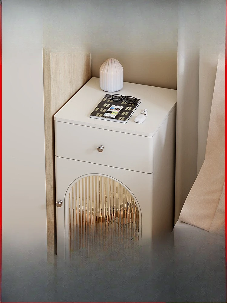 

Yang Ying French Cream Wind Bedside Table Bedroom Small Bedside Table Simple Modern Dopamine Ultra Narrow Crack Cabinet