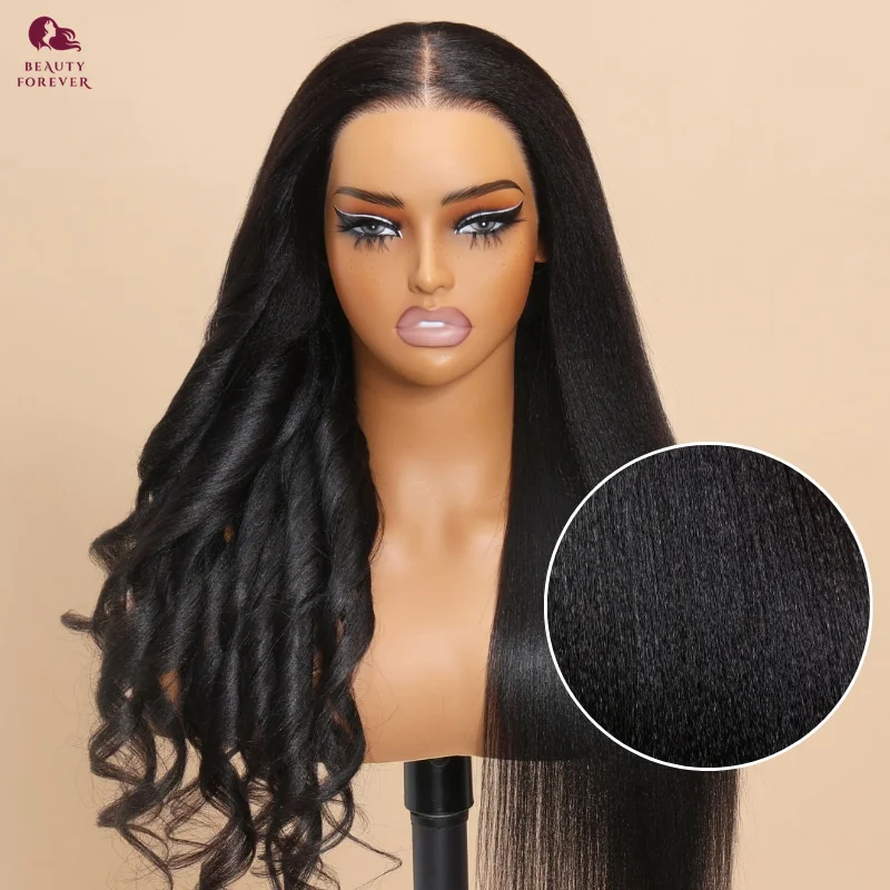 Beautyforever Density 200% Yaki Straight Glueless Human Hair Wig Pre Everything 5x5 HD Lace  Wear and Go Glueless Wig Update Cap