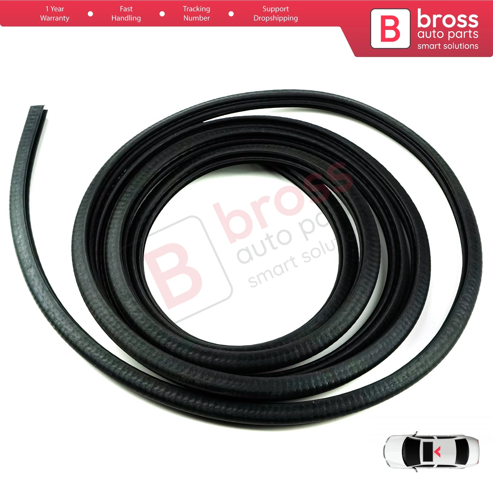 BSR611 Sunroof Seal Gasket Moulding Rubber 54121903725 Metal Sheet 300 cm for BMW E21 E30 318 320 325 M3 Coupe Sedan Wagon