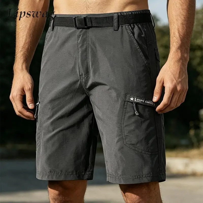

Casual Quick-dry Breathable Cargo Shorts Men Summer Stylish Loose Straight Shorts Fashion Mens Solid Color Multi Pocket Shorts