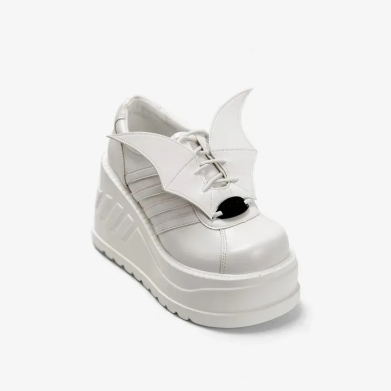 

Womens Chunky Sneakers Gothic Bat Casual Shoes Fashion Wedge Heel Height Increasing Shoes for Woman Designer Shoes Zapatos Mujer