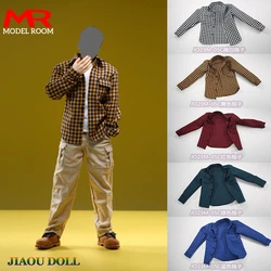 JO23M-05 1/6 Scale Male Plaid Shirt Stripes Shirt Solid Color Trousers Pants Clothes Model Fit 12'' Soldier Action Figure Body