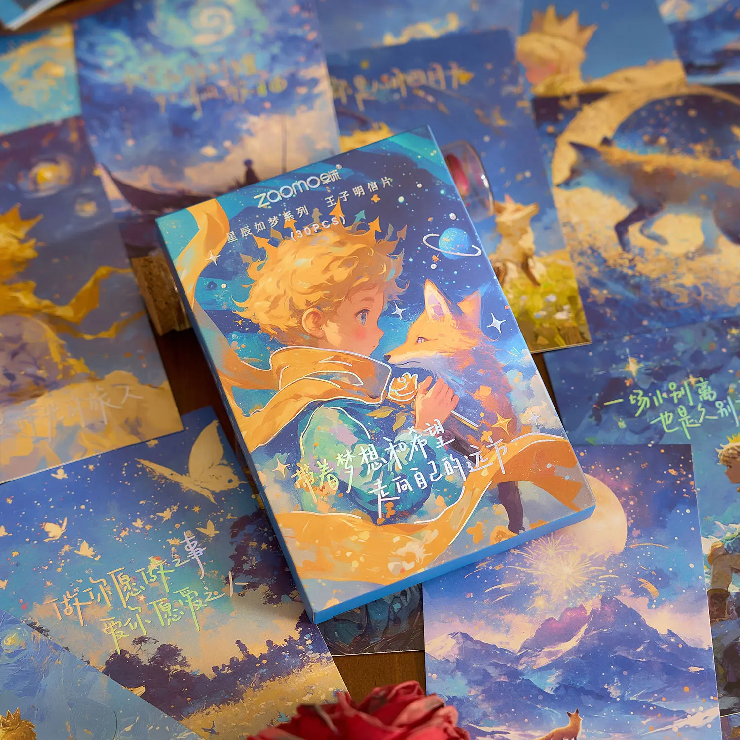 JCAC 30pcs/bag Boxed Gold Foil Postcards, 