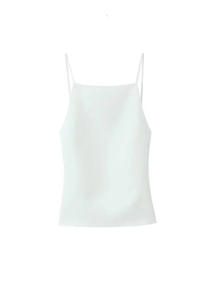 HH 2024 mujer verano casual Sexy espalda descubierta Camis Top cuello alto ajustado sólido tirantes espagueti sin mangas Vintage camisetas sin mangas