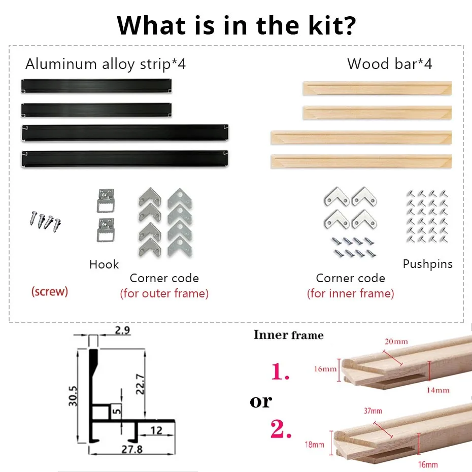Metal Floating Frame Kit for Home Decoration, Large Wall Picture, Oil Painting Art, DIY Home Decoration, 20,40, 50,60,70,80,90