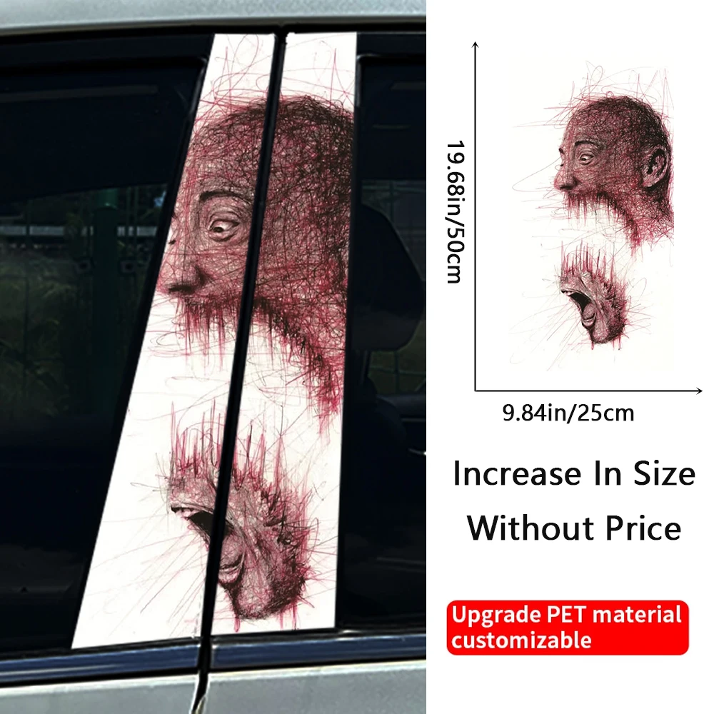 Creative Cool DIY Artistic Stone Moon Car B Pillar Sticker Waterproof Center Column Cover Scratches Sunscreen Car Accessories