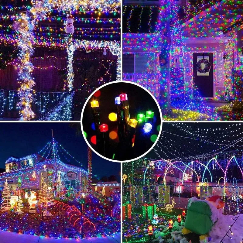 Solar String Lights Outdoor Waterproof Fairy Lights String 8 Mode for Home Gardens Wedding Party Outdoor Tree Decorations