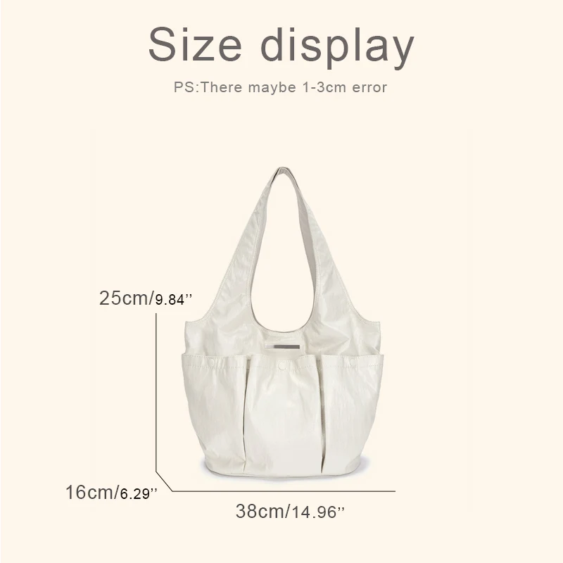 Korean Casual Tote Bag For Women Luxury Designer Handbag Purse 2024 New In PU Sequined Button Multiple Pockets Underarm Shoulder