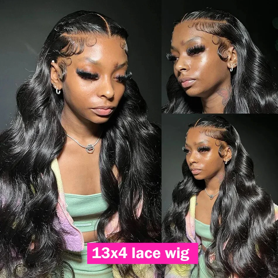 40-calowe peruki z ludzkich włosów 13x4 Body Wave Lace Front dla czarnych kobiet Pre Plucked Glueless Loose Wave 13x6 HD Lace Frontal Wig 180%