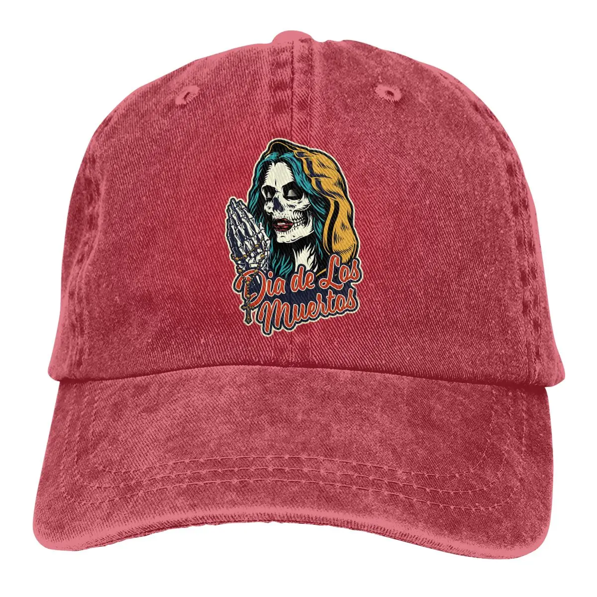 

Adjustable Solid Color Baseball Cap Dia De Los Muertos Day Of The Dead Mexican Sugar Skull Girl Washed Sugar Sports Woman Hat