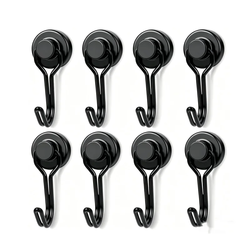 6-Pack Magnetic Hooks, No-Trace, No-Drill, Dual-Color Single Hooks, Metal Rotating Magnetic Hooks, Perfect for Use on Cruise Ship Cabins, Refrigerators, Suitable for Kitchen and Home Storage, Magnetic Hooks for Holiday Decorations
