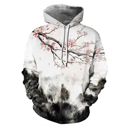 2024 Fashion 3D Printed Pattern Men's Hoodie Street Design Harajuku Retro Long Sleeve Top Simple Irregular Men's Sweatshirt