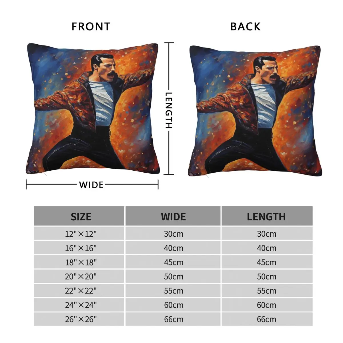 Freddie Mercury Space Square Pillowcase Polyester Linen Velvet Pattern Zip Decorative Throw Pillow Case Home Cushion Cover 45x45