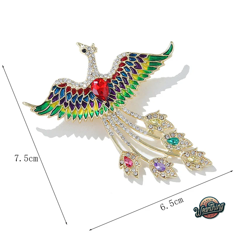 Fashion Women's Brooch Rhinestone Lapel Pins Flying Phoenix Brooches Luxury Metal Pins For Women Clothing Coat Jewelry