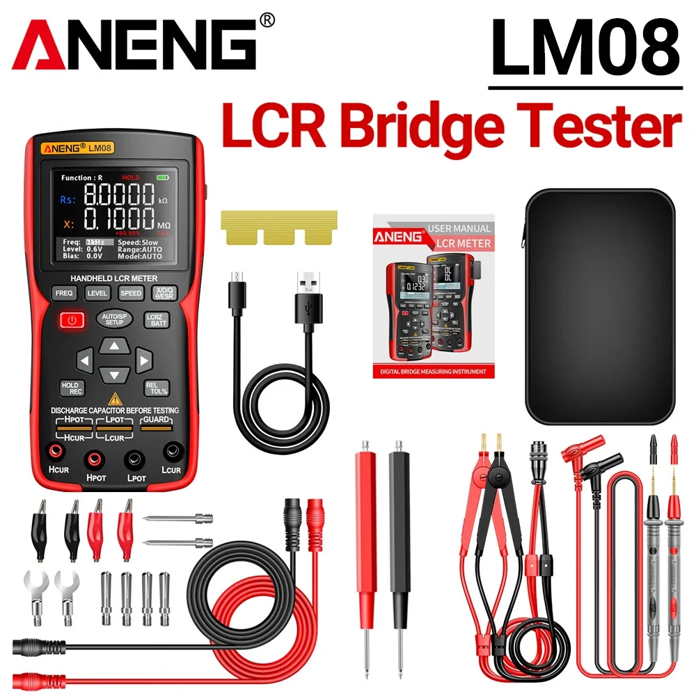 ANENG LM08 Handheld LCR-meter Weerstand Capaciteit Inductie Elektronische componentmeting 18650 Automotive-batterijtester