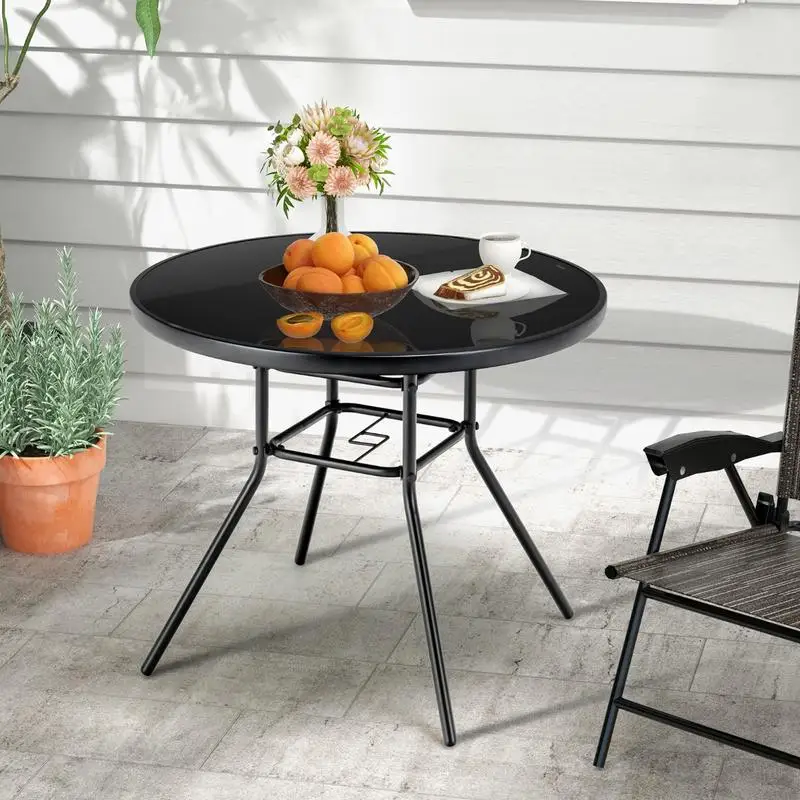 

34 Inch Patio Dining Table with 1.5 inch Umbrella Hole for Garden