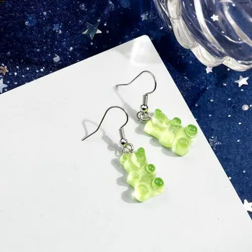 Leslie heiß verkaufen schöne bunte Harz Glitter Gummibärchen Ohrringe für Frauen Mini Bär Ohrring Bff Mädchen Kinder Geburtstags geschenke – Detail 21