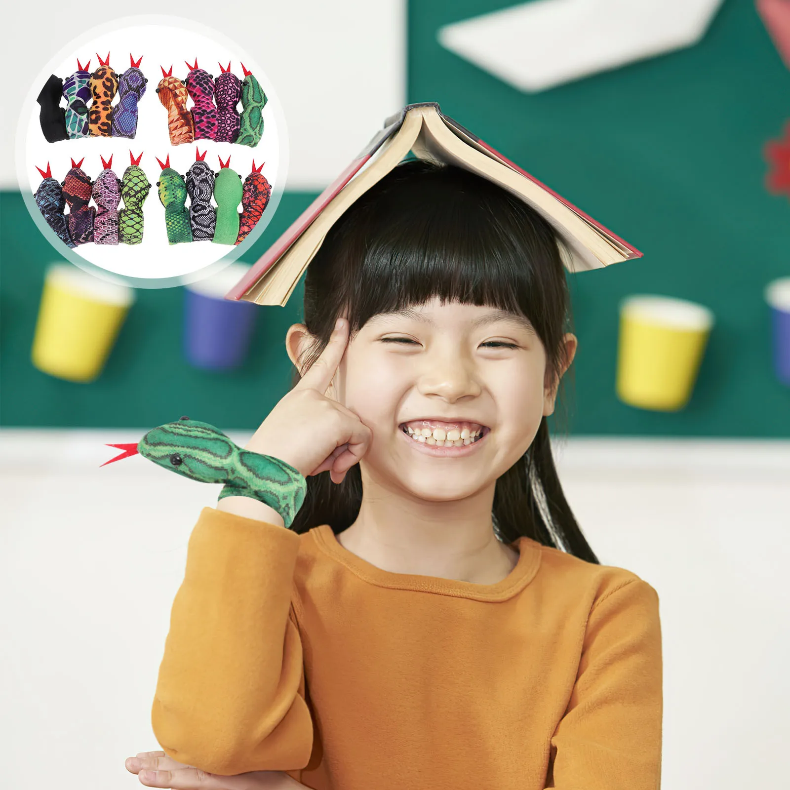 16 szt. Bransoletki typu slap w kształcie węża dla dzieci, gładkie bransoletki na rękę, prezent urodzinowy, upominki na przyjęcia, dekoracja na rękę dla dzieci, zabawka.