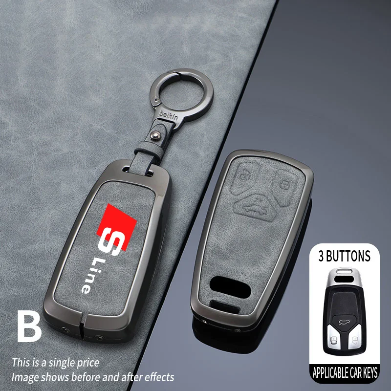 Zinc Alloy Car Key Case Cover for Audi Sline A1 A4 A5 A6 A7 A8 B6 B7 B8 B9 TT TTS 8S SQ5 A4L A6L Q3 Q5 Q7 S5 S6 S7 Accessories