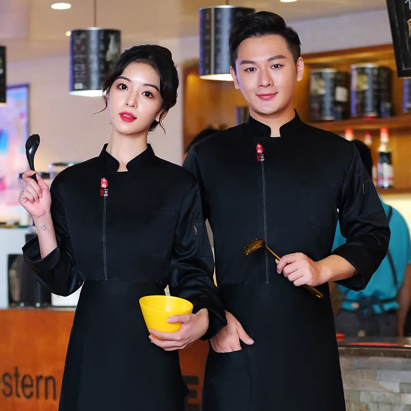 Chef Overalls Men's Kitchen Long Sleeve Short-Sleeved Restaurant Autumn and Winter Restaurant Hotel Chef Uniform Dining